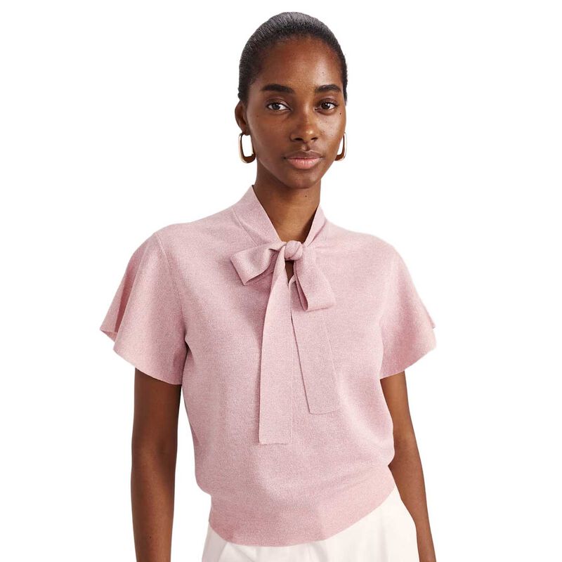 SABA Mariya Metalic Tie Neck Knit image number 4